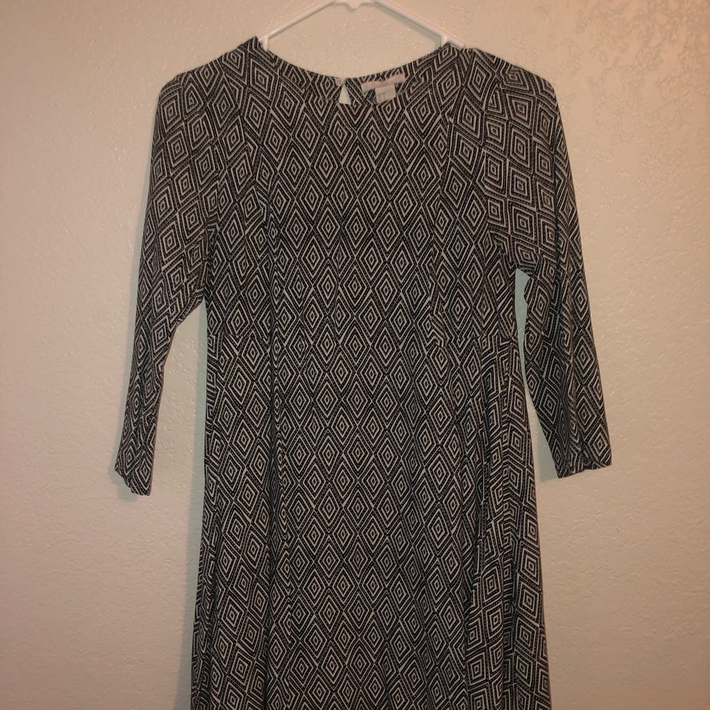 Patterned Blue and White Dress